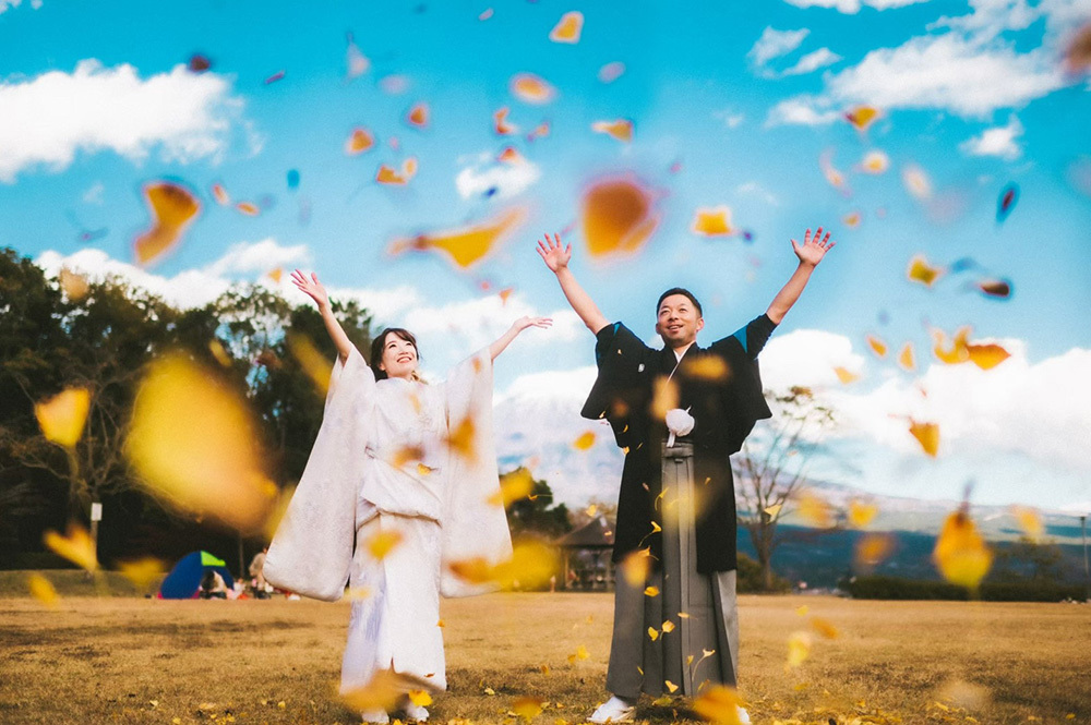静岡フォトウエディングの白尾山公園で撮影した新郎新婦