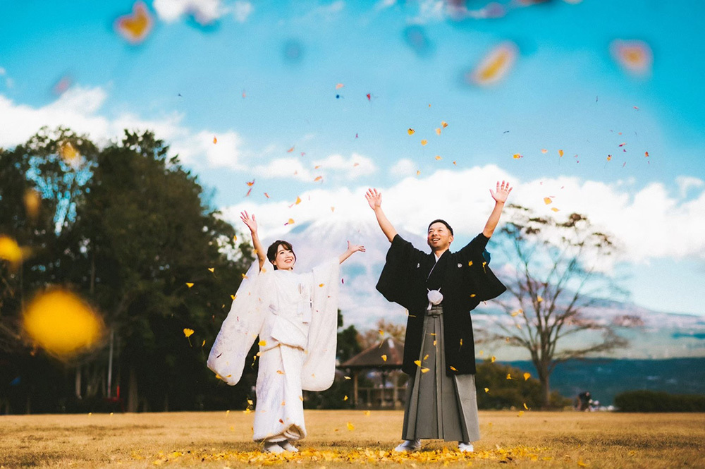 静岡フォトウエディングの白尾山公園で撮影した新郎新婦
