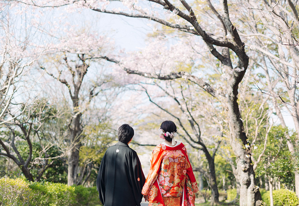 静岡フォトウエディングのフィーノスタイルで撮影した城北公園の新郎新婦