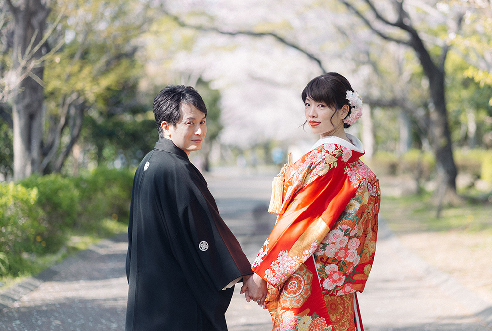 静岡フォトウエディングのフィーノスタイルで撮影した城北公園の新郎新婦