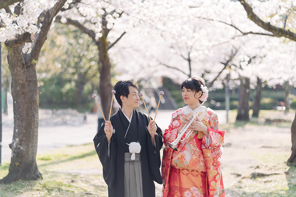 静岡フォトウエディングのフィーノスタイルで撮影した城北公園の新郎新婦