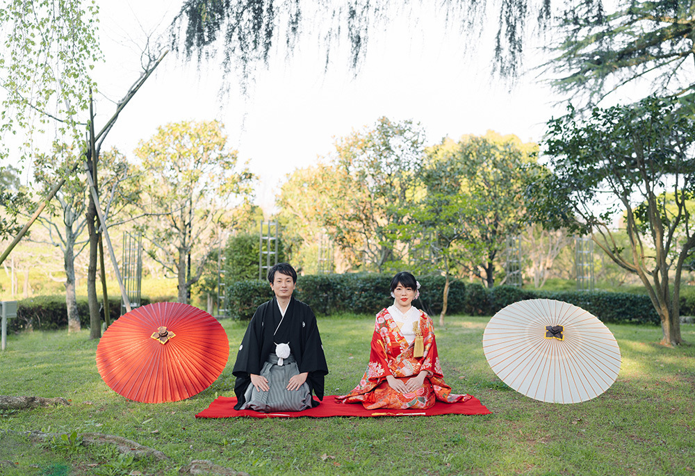 静岡フォトウエディングのフィーノスタイルで撮影した城北公園の新郎新婦