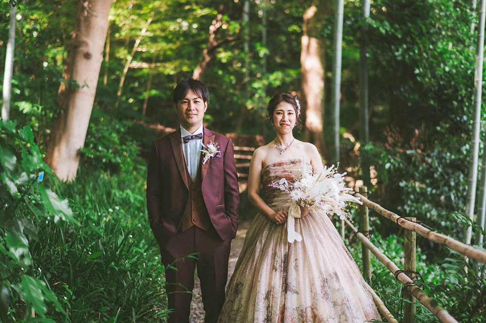 静岡フォトウエディングのフィーノスタイルで撮影した竹採公園の新郎新婦