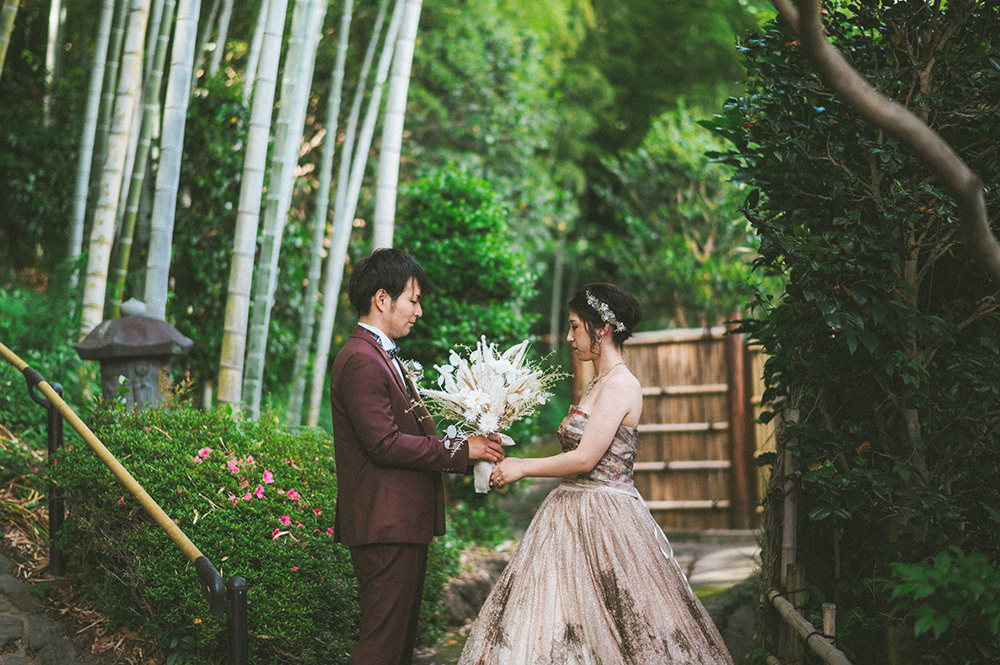 静岡フォトウエディングのフィーノスタイルで撮影した竹採公園の新郎新婦