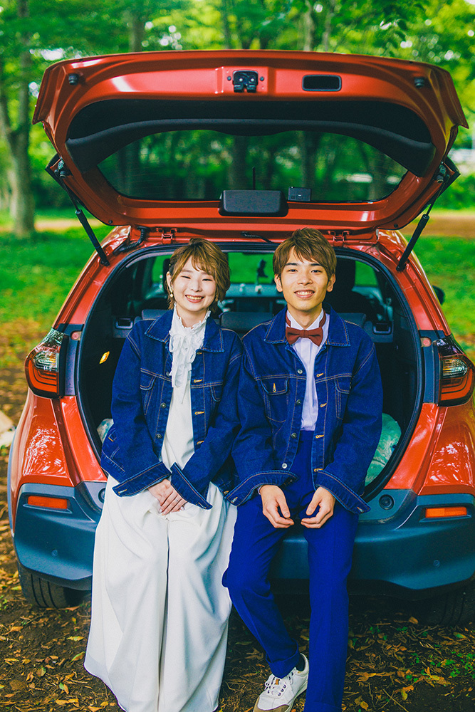 静岡フォトウエディングのフィーノスタイルで撮影したキャンプ＆アウトドアの新郎新婦