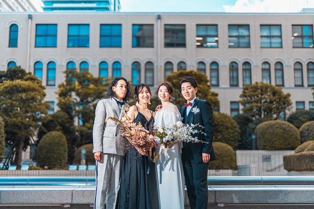静岡フォトウエディングのフィーノスタイルで撮影した静岡市街地の新郎新婦