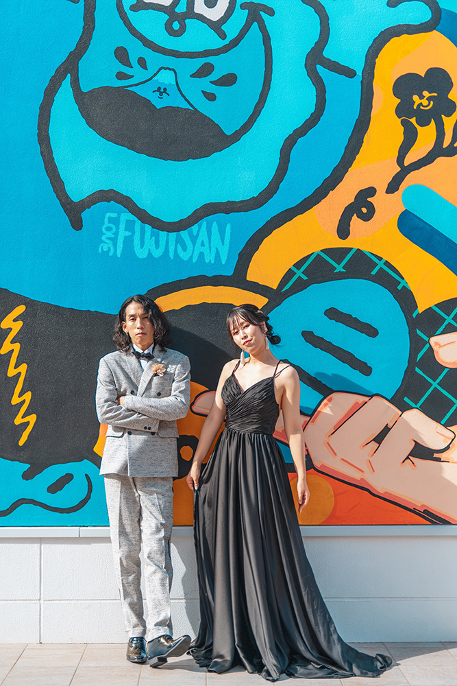 静岡フォトウエディングのフィーノスタイルで撮影した静岡市街地の新郎新婦