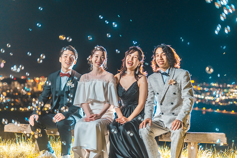 静岡フォトウエディングのフィーノスタイルで撮影したサンセットウェディング＆ナイトウエディングの新郎新婦