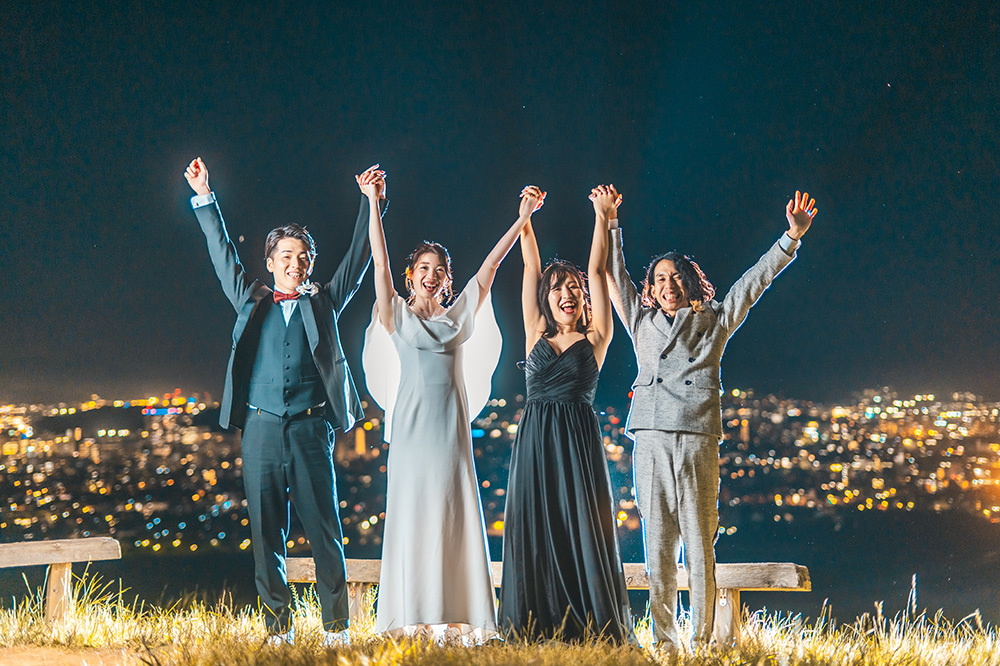 静岡フォトウエディングのフィーノスタイルで撮影したサンセットウェディング＆ナイトウエディングの新郎新婦