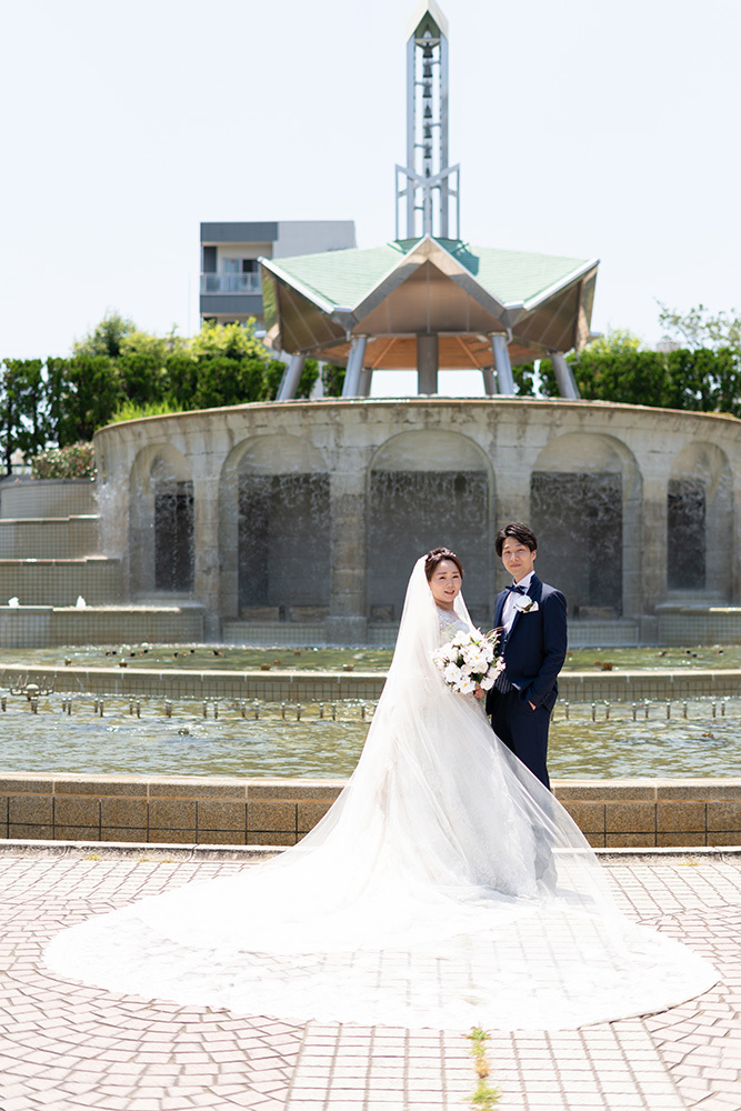 静岡フォトウエディングのフィーノスタイルで撮影した常磐公園の新郎新婦
