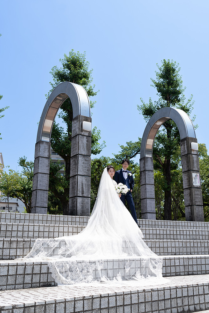 静岡フォトウエディングのフィーノスタイルで撮影した常磐公園の新郎新婦