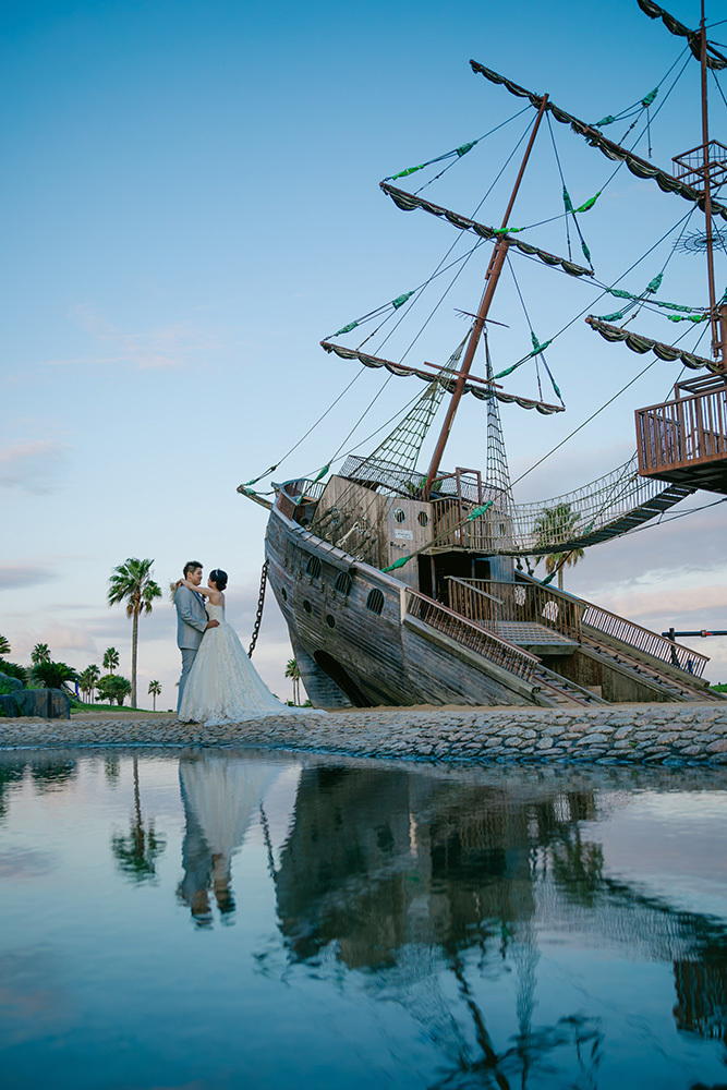 静岡フォトウエディングのフィーノスタイルで撮影した広野公園の新郎新婦