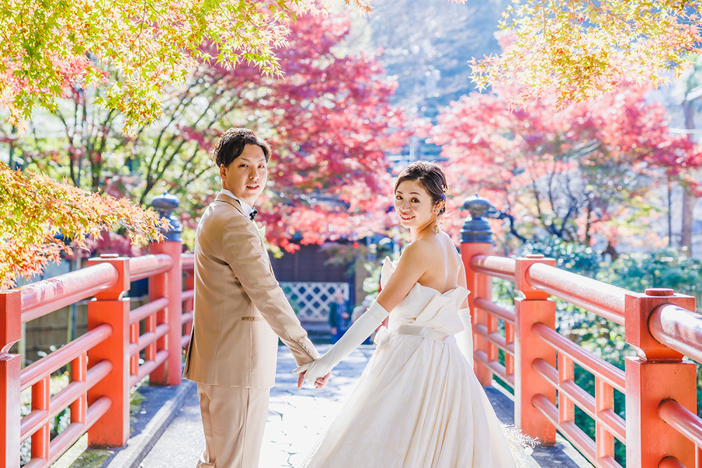 静岡フォトウエディングの画像・修善寺の新郎新婦