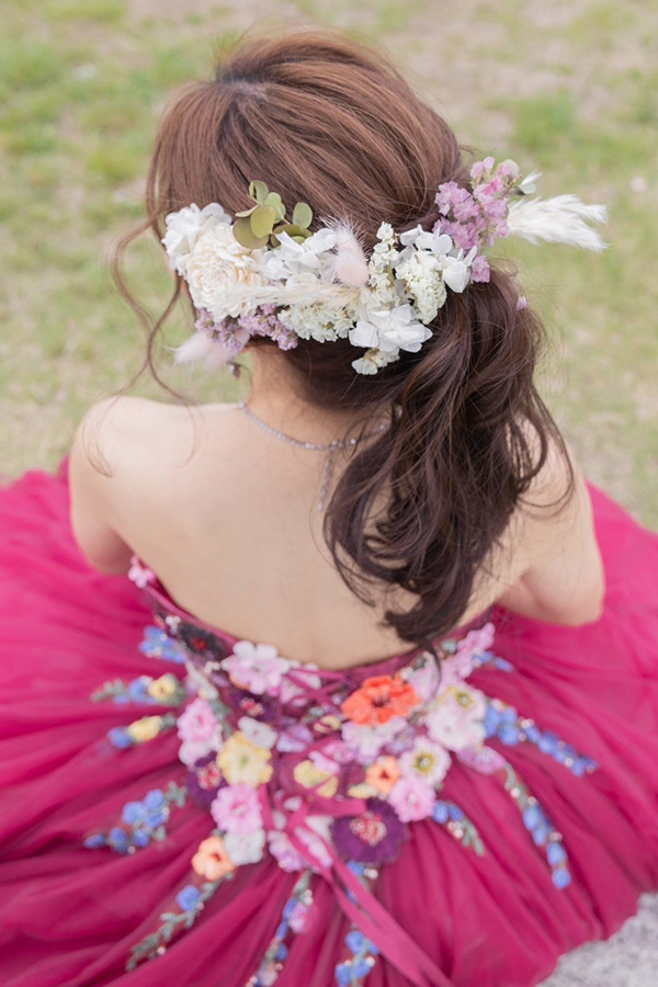 静岡フォトウエディングのフィーノスタイルで撮影した新婦のヘアメイク