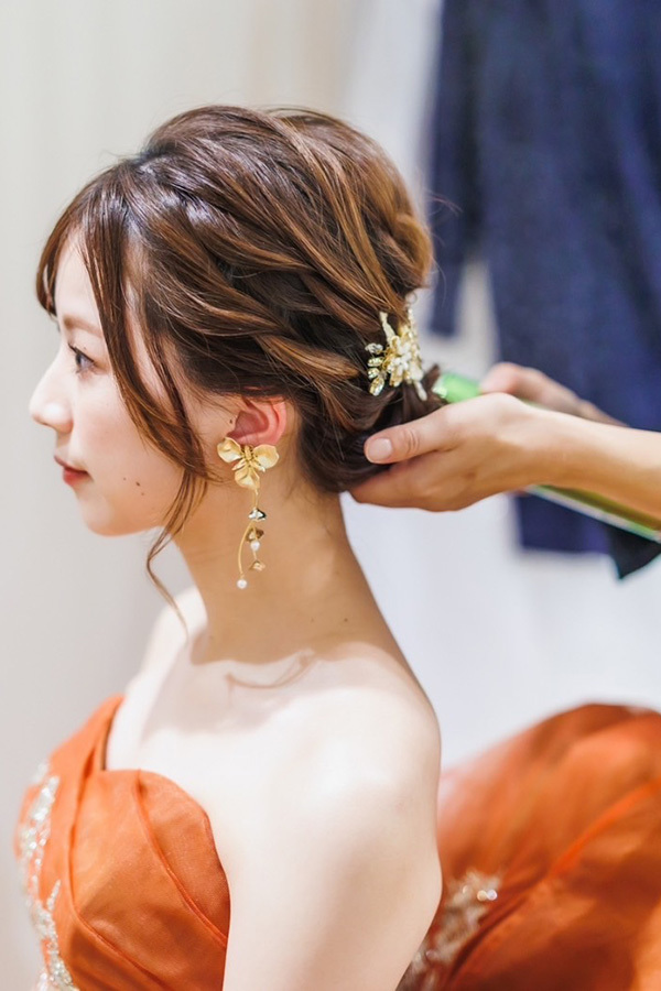 静岡フォトウエディングのフィーノスタイルで撮影した新婦のヘアメイク