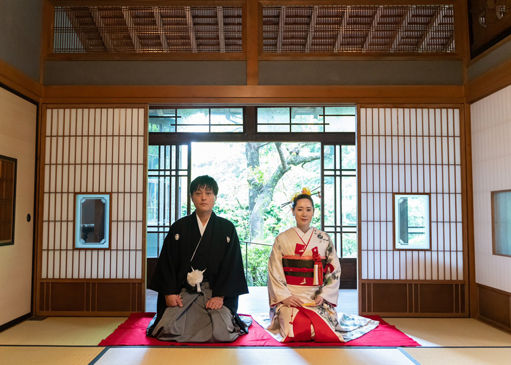 静岡フォトウエディングのフィーノスタイルで撮影した山梨エリアの迎賓館えびす屋の新郎新婦