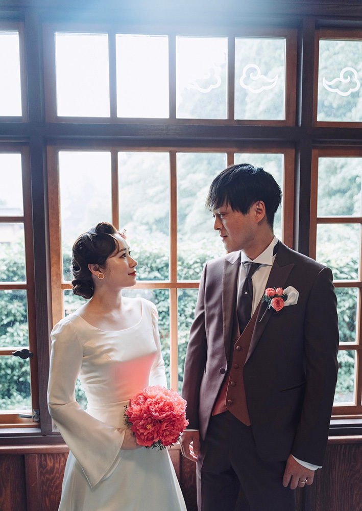 静岡フォトウエディングのフィーノスタイルで撮影した山梨エリアの迎賓館えびす屋の新郎新婦