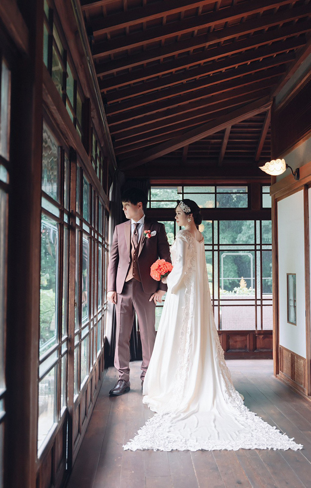 静岡フォトウエディングのフィーノスタイルで撮影した山梨エリアの迎賓館えびす屋の新郎新婦