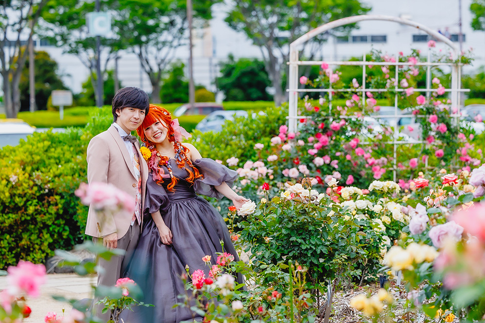 静岡フォトウエディングのフィーノスタイルで撮影した富士中央公園の新郎新婦