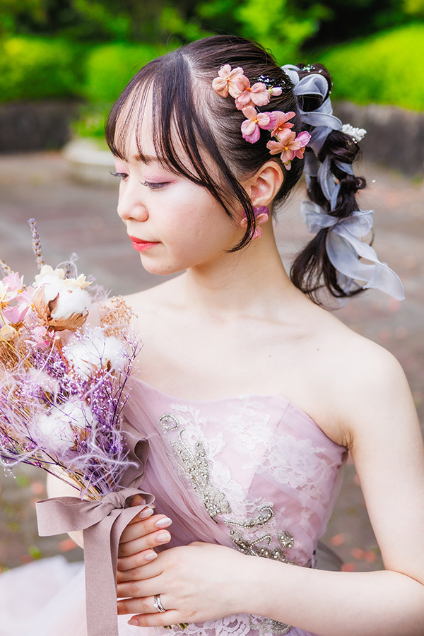 静岡フォトウエディングのフィーノスタイルで撮影した新婦のヘアメイク