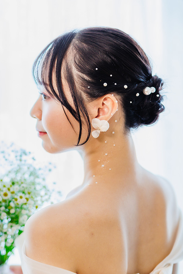 静岡フォトウエディングのフィーノスタイルで撮影した新婦のヘアメイク