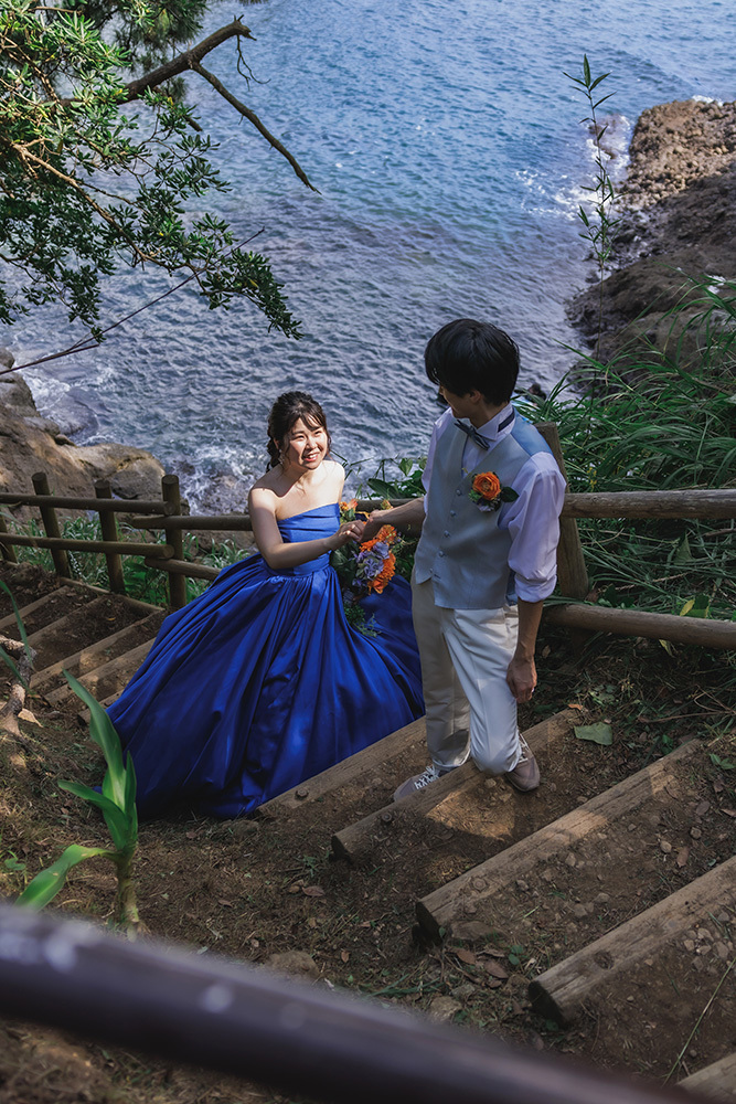 静岡フォトウエディングのフィーノスタイルで撮影した西伊豆の新郎新婦