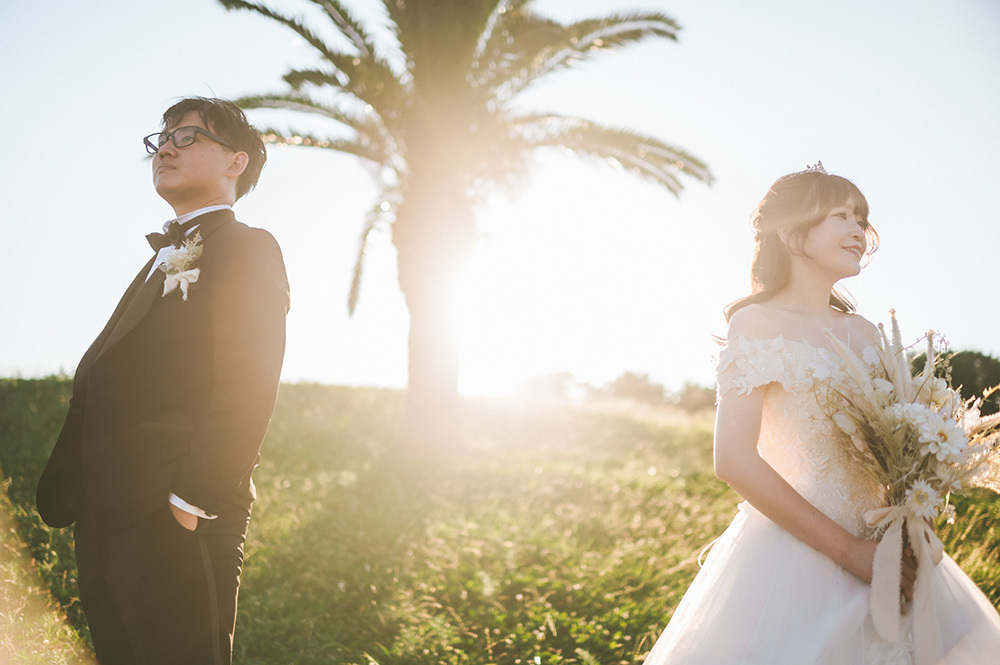 静岡フォトウエディングのフィーノスタイルで撮影した広野公園の新郎新婦