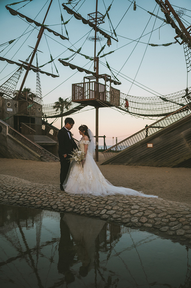 静岡フォトウエディングのフィーノスタイルで撮影した広野公園の新郎新婦