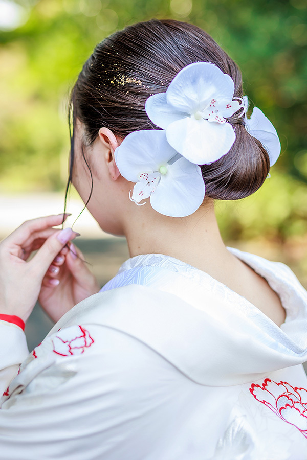 静岡フォトウエディングのフィーノスタイルで撮影した新婦のヘアメイク