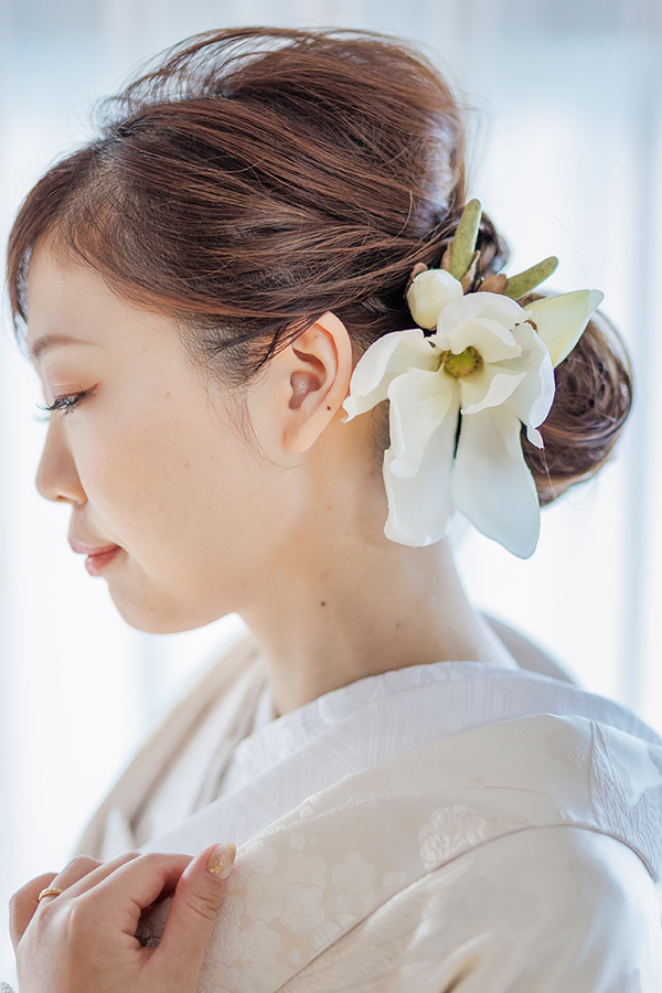 静岡フォトウエディングのフィーノスタイルで撮影した新婦のヘアメイク