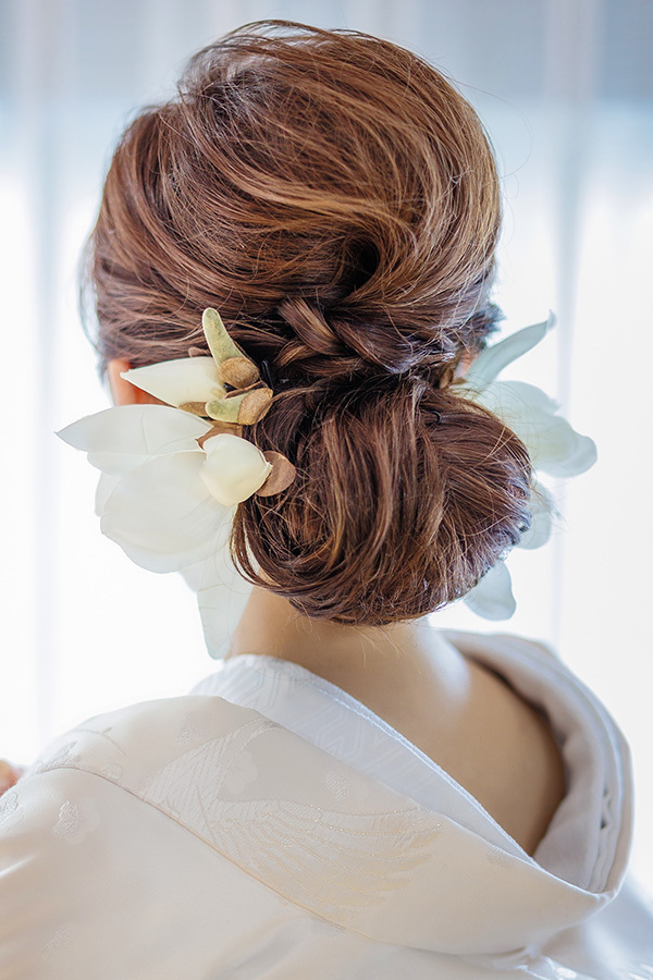 静岡フォトウエディングのフィーノスタイルで撮影した新婦のヘアメイク