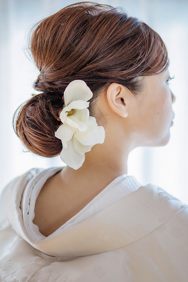 静岡フォトウエディングのフィーノスタイルで撮影した新婦のヘアメイク