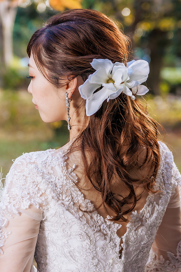 静岡フォトウエディングのフィーノスタイルで撮影した新婦のヘアメイク