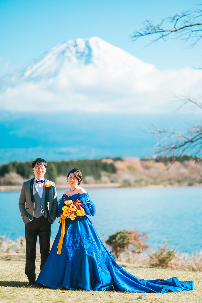 静岡フォトウエディングのフィーノスタイルで撮影したの田貫湖の新郎新婦