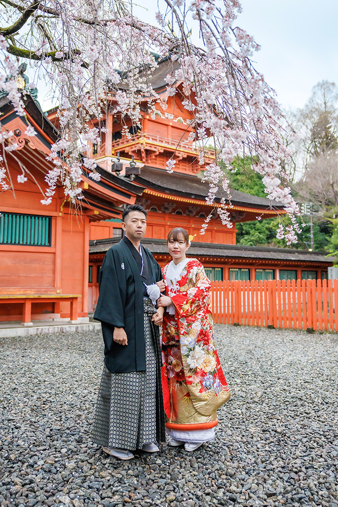 静岡フォトウエディングのフィーノスタイルで撮影した桜と新郎新婦