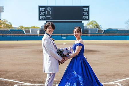 静岡フォトウエディングの草薙球場