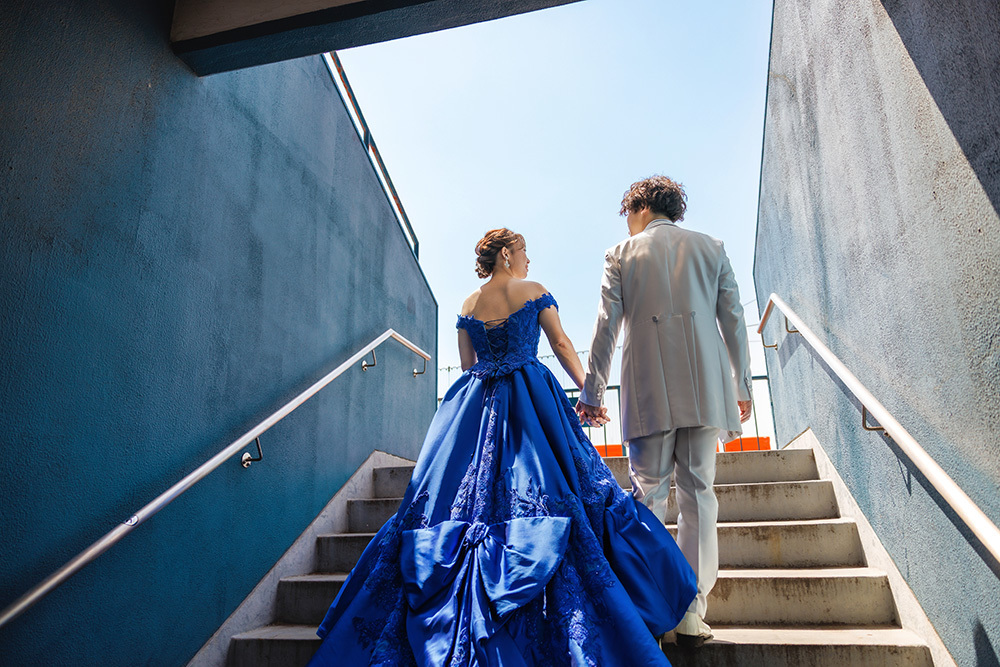 静岡フォトウエディングのフィーノスタイルで撮影した草薙球場の新郎新婦