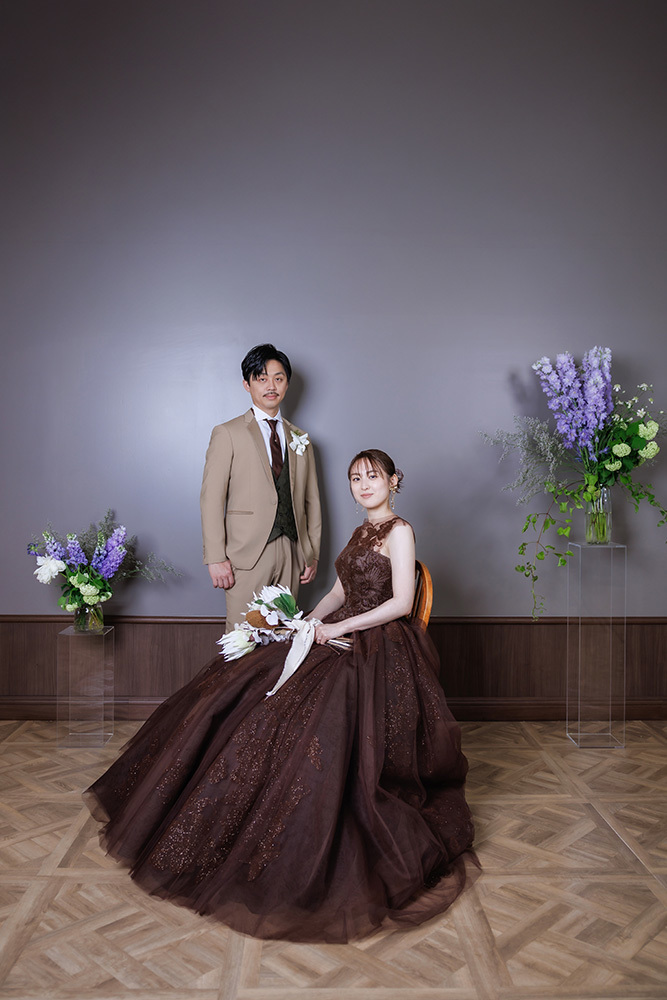 静岡フォトウエディングのフィーノスタイルで撮影した“花とフォト”フラワーウエディングの新郎新婦の記念写真撮影