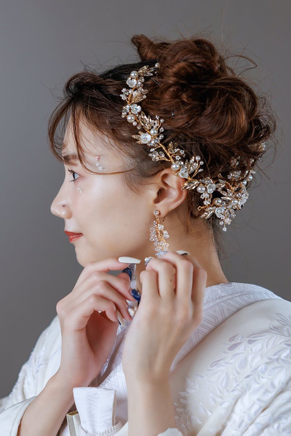 静岡フォトウエディングのフィーノスタイルで撮影した新婦のヘアメイク